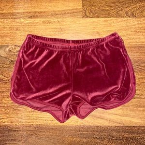 Retro RVCA ruby red velvet shorts